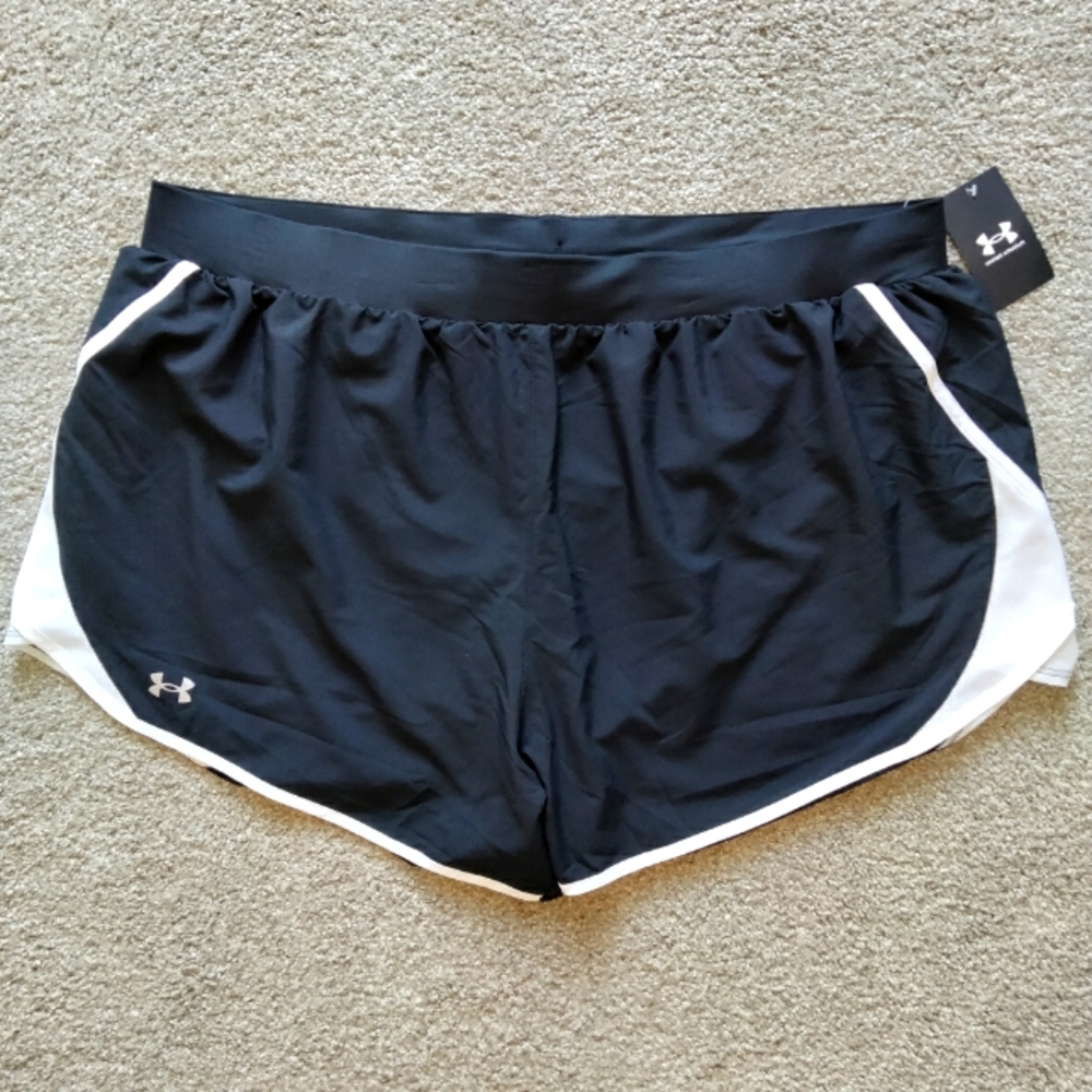 NWT 3X UA Fly By 2.0 Loose Heatgear Black Active Gym Training Shorts